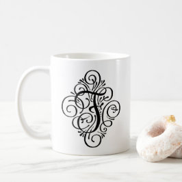 Taza De Café Adorno Monograma Swash Personalizado