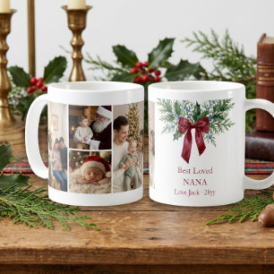 Taza De Café Adorno Rojo Grandmillennial Garland Navidad Foto