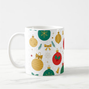 Taza De Café Adornos de Navidad Bolas Dorado Rojo Patrón