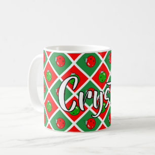 Taza De Café Adornos de Navidad personalizados de pickleball