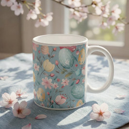 Taza De Café Adornos floreales de Pascua pastel