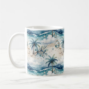 Taza De Café Adornos Navideños de Palmeras Tropicales Festivas