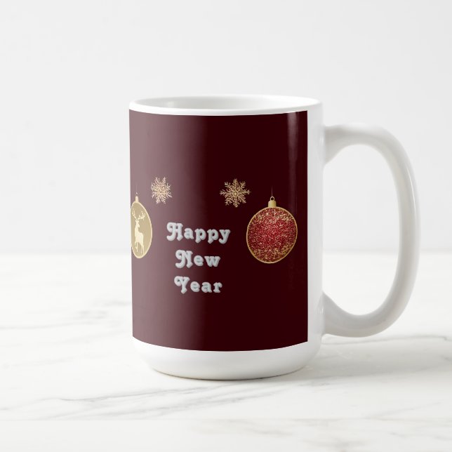 Taza De Café Adornos Navideños Elegantes con Reno (Derecha)