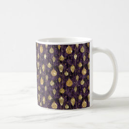 TAZA DE CAFÉ ADORNOS NAVIDEÑOS PURPURA CON DORADO