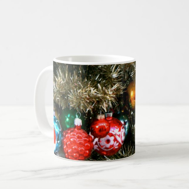 Taza De Café Adornos Navideños Vintage (Anverso izquierdo)