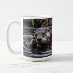 Taza De Café **"Adrift in Love: Mummy and Baby Otter"**