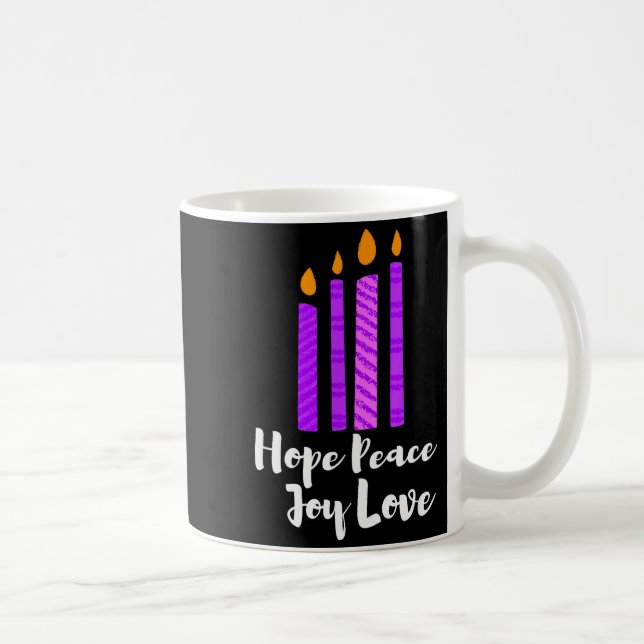 Taza De Café Advent Evergreen Wreath Candles Hope Peace Joy Lov (Derecha)