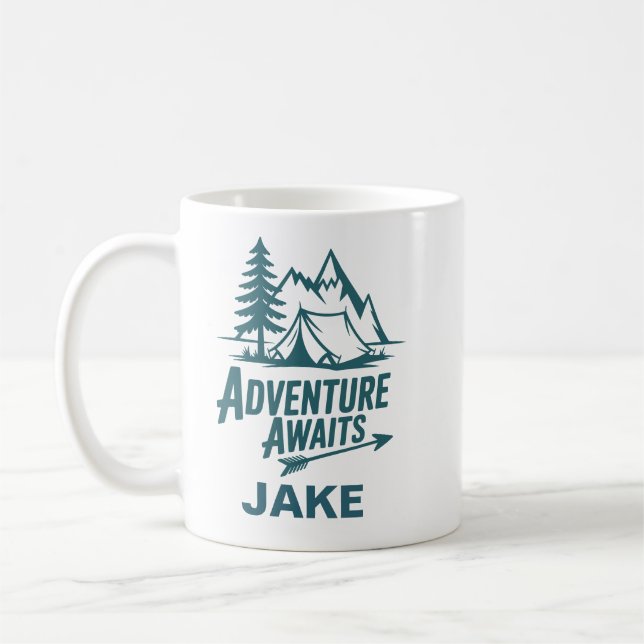 Taza De Café Adventure Awaits Personalized Camping Coffee (Izquierda)