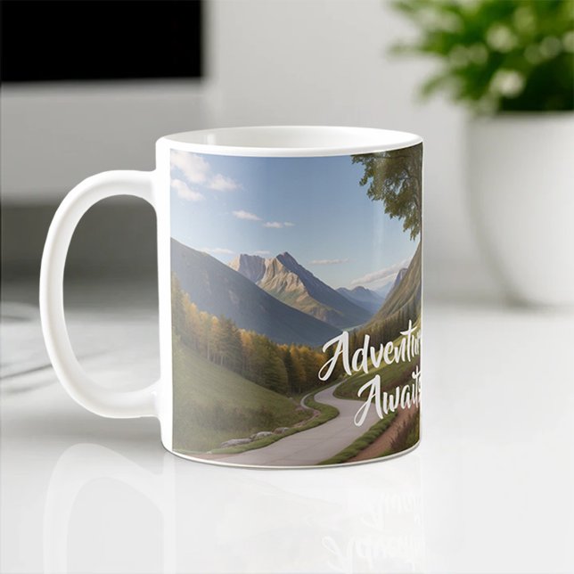 Taza De Café Adventure Awaits Wanderlust Travel Mountain Person (Subido por el creador)