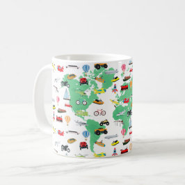 Taza De Café Adventure Awaits World Map Vehicles