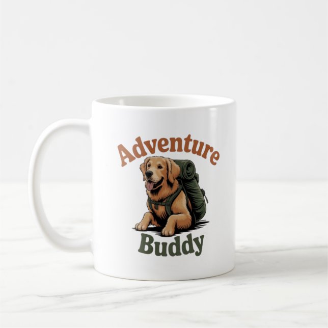 Taza De Café Adventure Buddy Golden Retriever Hiking Dog Coffee (Izquierda)