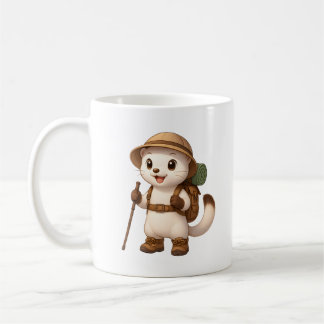 Taza De Café Adventure Okojo Mug – Cute Hiking Stoat Illustrati