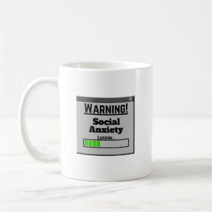 Taza De Café Advertencia Ansiedad Social Cargando Pestaña 