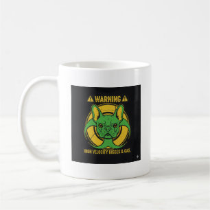 Taza De Café Advertencia Bulldog Francés Gas y Besos Peligro Di