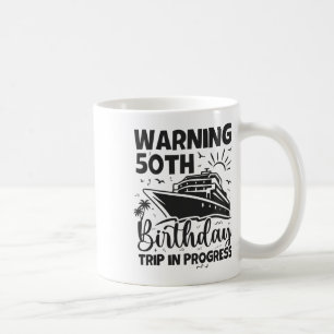 Taza De Café Advertencia Cumpleaños 50 Viaje en Curso 50 Años d