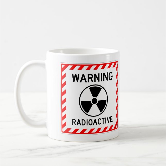 Taza De Café ADVERTENCIA DIVERTIDA Rótulo RADIOACTIVO Café Mug (Izquierda)