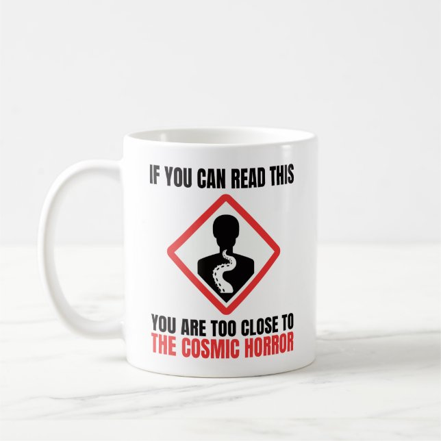 Taza De Café Advertencia horror cósmico Cthulhu Lovecraft (Izquierda)