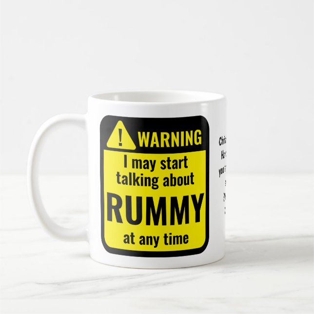 Taza De Café Advertencia Personalizada Divertida de Rummy (Izquierda)