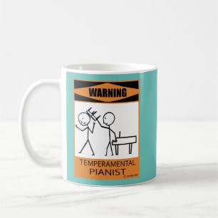 Taza De Café Advertencia Pianista Temperamental Café Mug