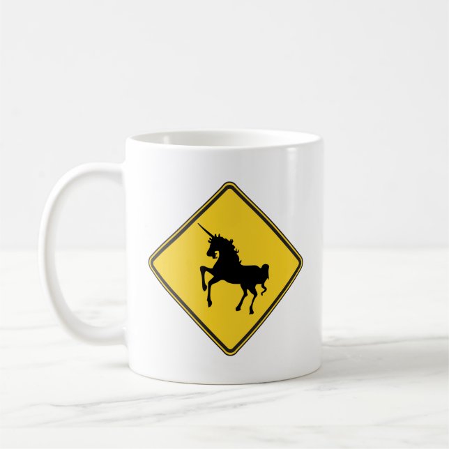 Taza De Café Advertencia Unicornios sobre el tazón del café (Izquierda)