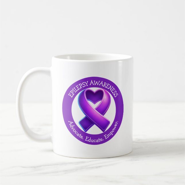 Taza De Café Advocate. Educate. Empower.| Epilepsy Awareness (Izquierda)