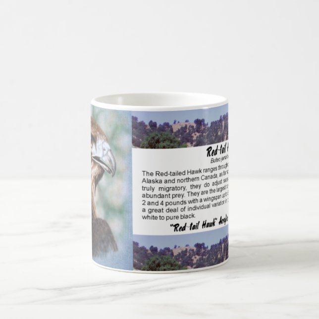 Taza De Café aerógrafo del halcón de la Rojo-cola (Centro)