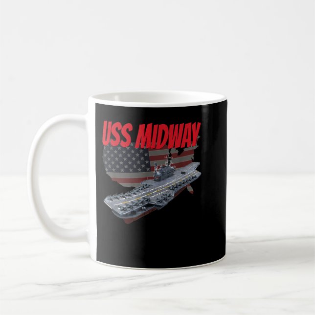 Taza De Café Aeronave Carrier USS Midway USA Bandera Veterana G (Izquierda)