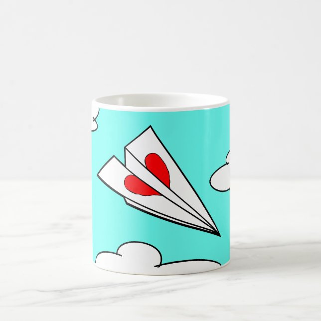 Taza De Café Aeroplano de papel con el corazón (Centro)