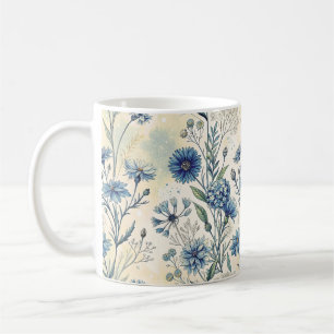 Taza De Café Aesthetic Blue Wildflowers