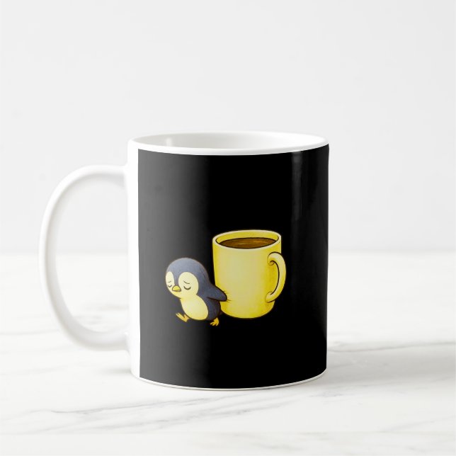 Taza De Café Aesthetic Exhausted Penguin • Oversized Coffee Cup (Izquierda)