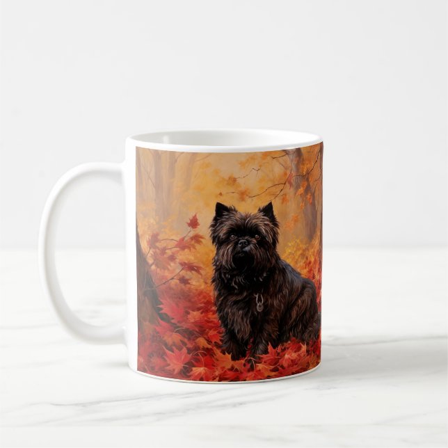 Taza De Café Affenpinscher en hojas de otoño se inspira (Izquierda)