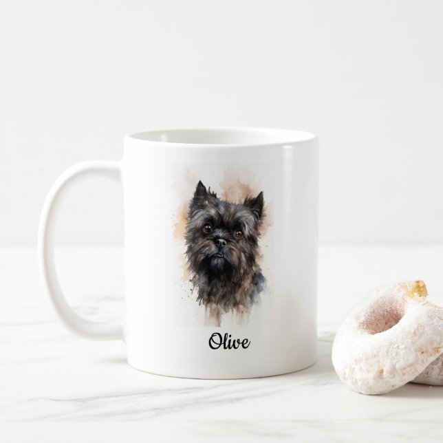 Taza De Café Affenpinscher Watercolor Art Personalizado (Con donut)