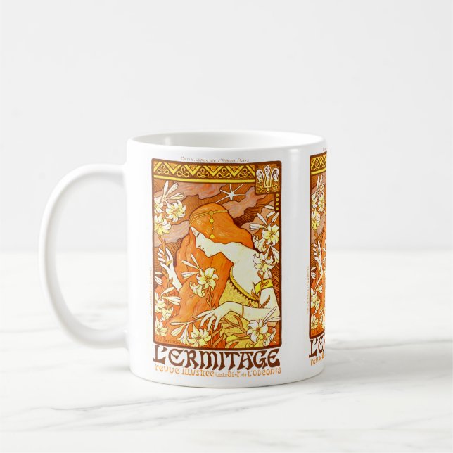 Taza De Café Afiche de época revista francesa Art Nouveau Mujer (Izquierda)