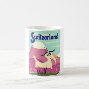 Taza De Café Afiche de viaje al estilo de la época de Suiza
