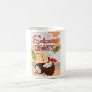 Taza De Café Afiche de viaje al estilo vintage de Sulawesi Indo