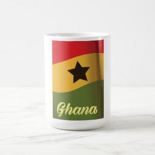 Taza De Café Afiche de viaje con bandera nacional de Ghana