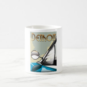 Taza De Café Afiche de viaje de automóviles Detroit Michigan Vi