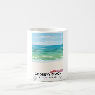 Taza De Café Afiche de viaje de Cornwall en la playa Godrevy St
