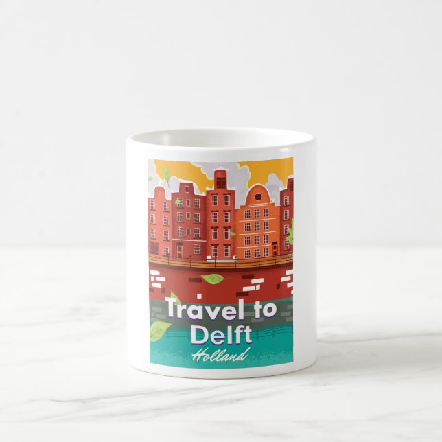 Taza De Café Afiche de viaje de Delft Holland (Centro)