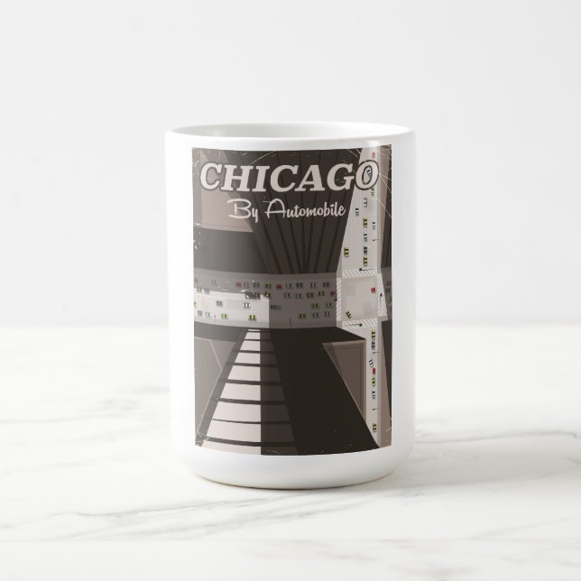 Taza De Café Afiche de viaje de la ciudad de Chicago (Centro)