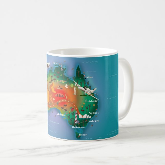 Taza De Café Afiche de viaje de mapas de Australia (Anverso derecho)