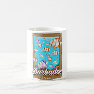 Taza De Café Afiche de viaje de peces tropicales de Barbados