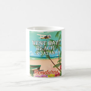 Taza De Café Afiche de viaje de West Bay Beach, Roatán Honduras