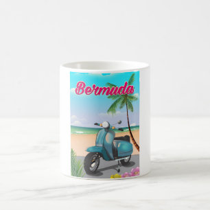 Taza De Café Afiche de viaje del Bermuda Beach Scooter