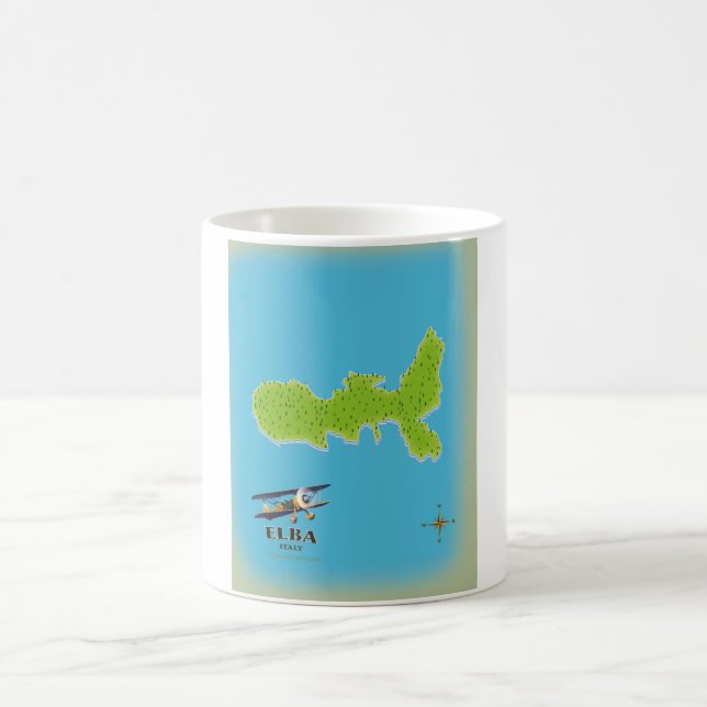 Taza De Café Afiche de viaje del mapa de Elba Italia (Centro)