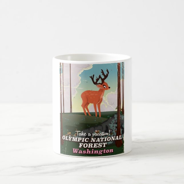 Taza De Café Afiche de viaje del Olympic National Forest USA (Centro)