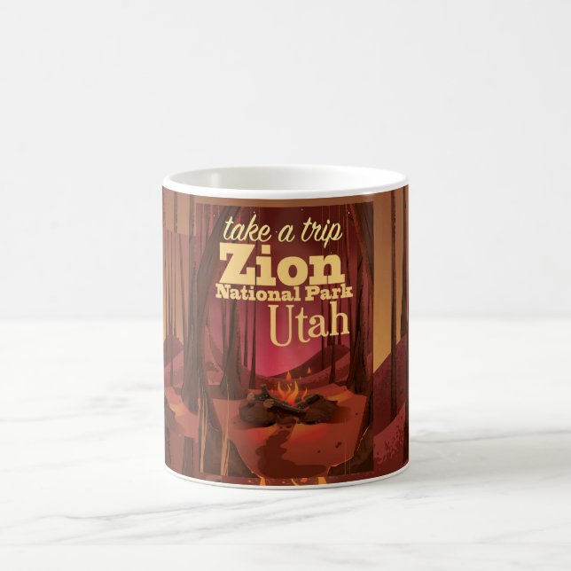 Taza De Café Afiche de viaje del Parque Nacional de Zion (Centro)