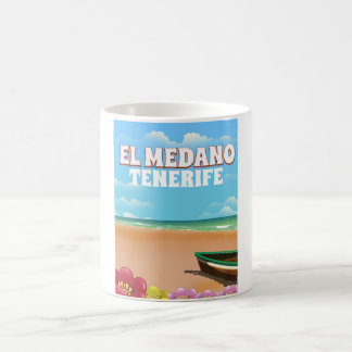 Taza De Café Afiche de viaje en la playa de El Medano Tenerife