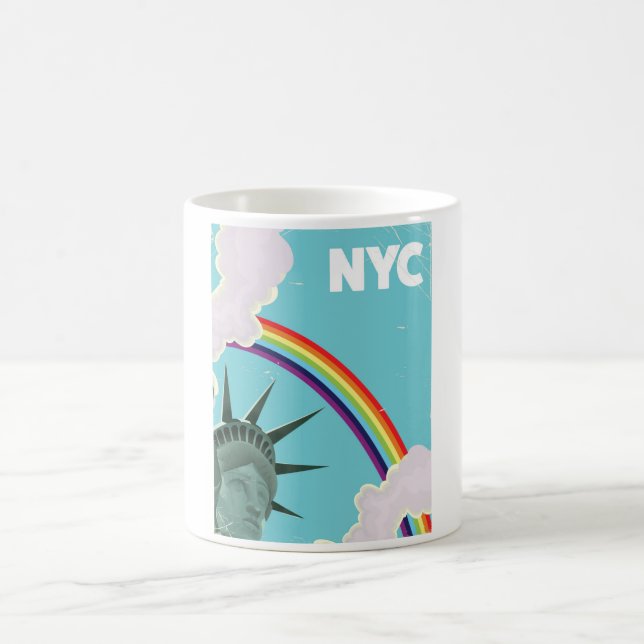 Taza De Café Afiche de viaje estilo arcoiris de NYC (Centro)