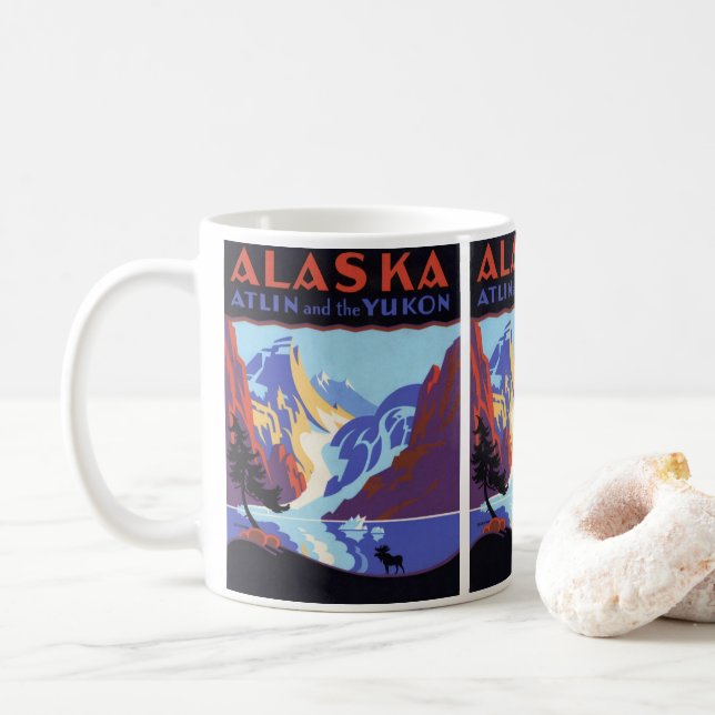 Taza De Café Afiche de Viajes de Alaska, Atlin y el Yukón (Con donut)